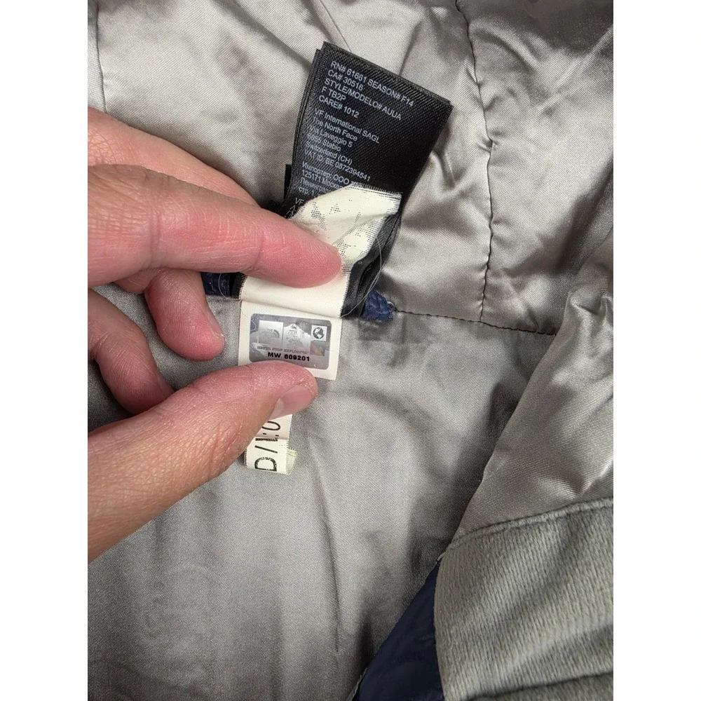 The North Face Puffer Jacket Girls‎ L 14/16 Blue Belted Goose Down 550 Hooded
